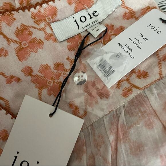 JOIE Leroye Short Sleeve Cotton Top Porcelain Multi Women’s Sz XL NWT - Picture 7 of 9